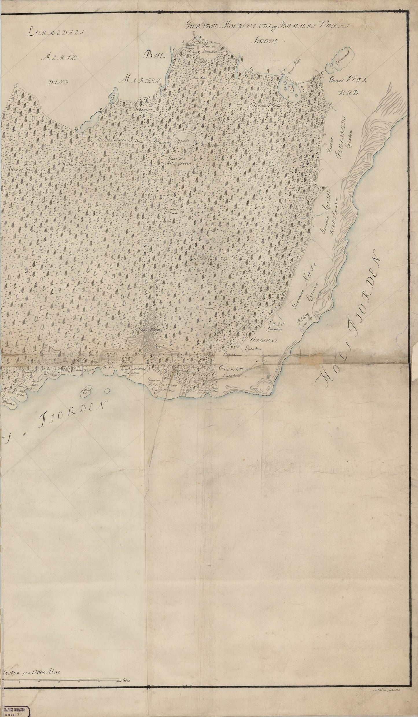 Buskerud amt nr 13 øst: Kaart over Ringerigs Alminding eller Krogskoven (øst): Buskerud