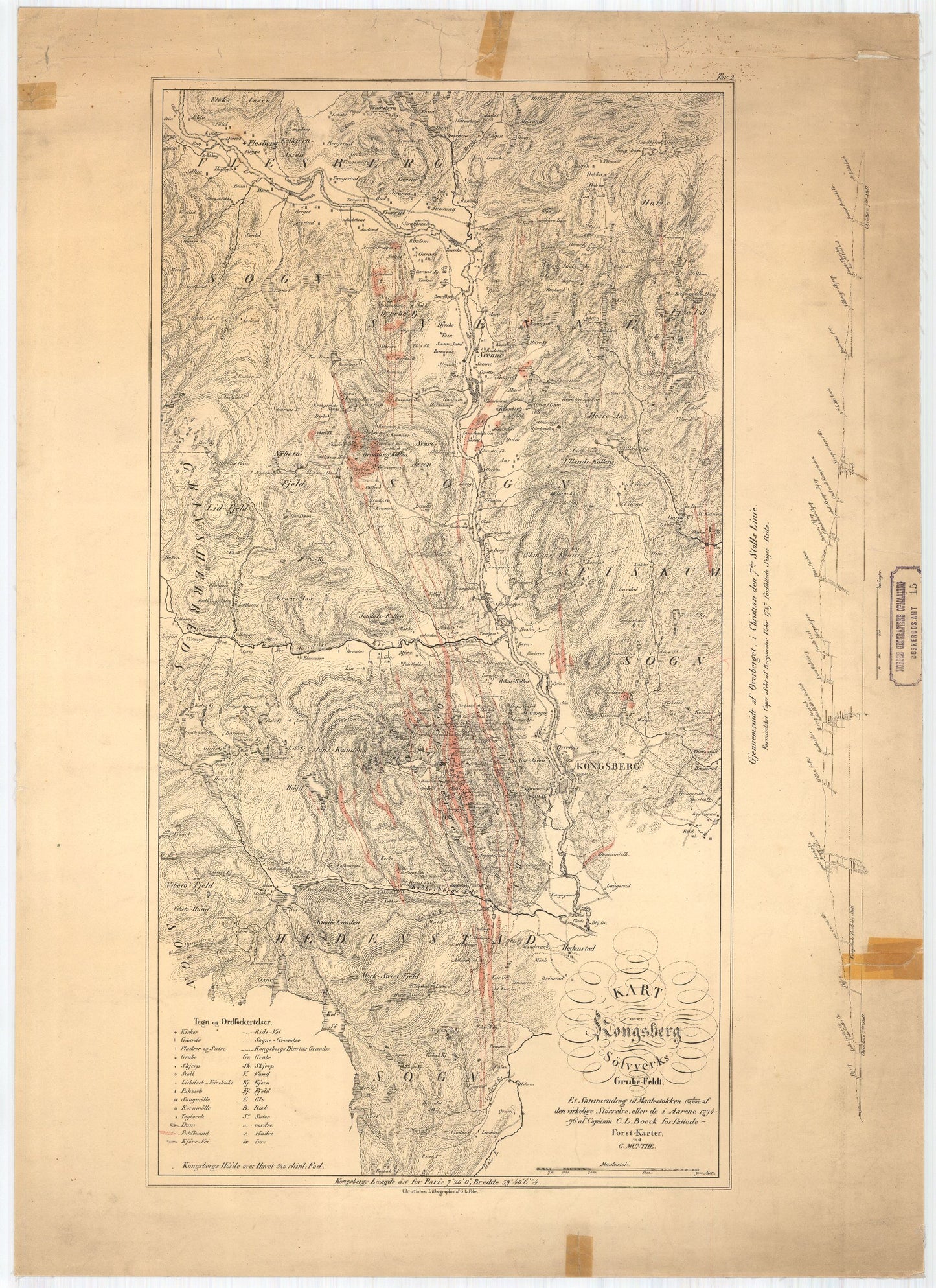 Buskerud-amt nr 15-2: Kart over Kongsberg Sølvværks Grubefeldt: Buskerud