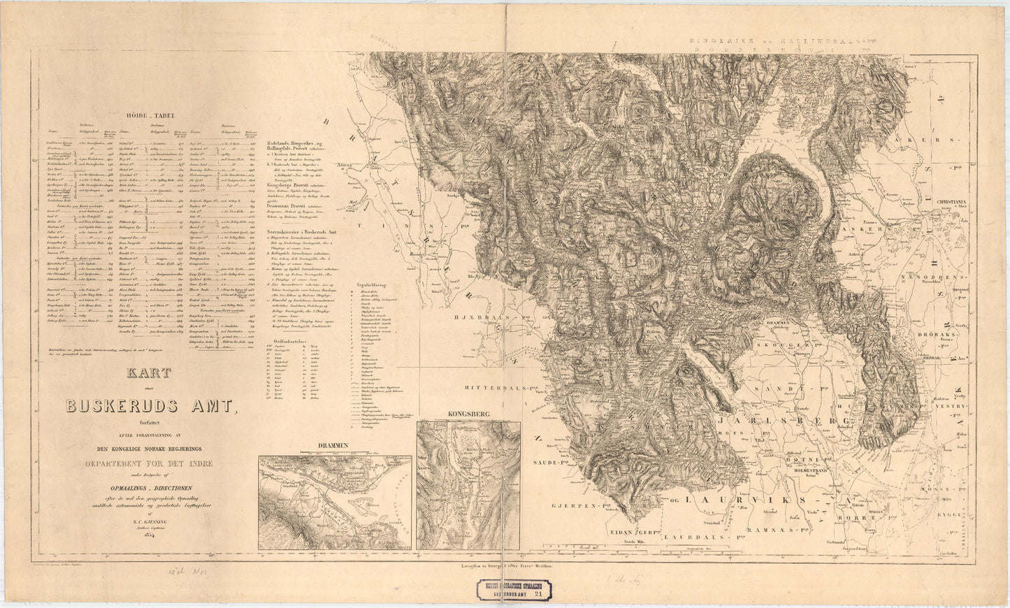 Buskerud-amt nr 21-1-sor: Kart over Buskerud Amt: Buskerud