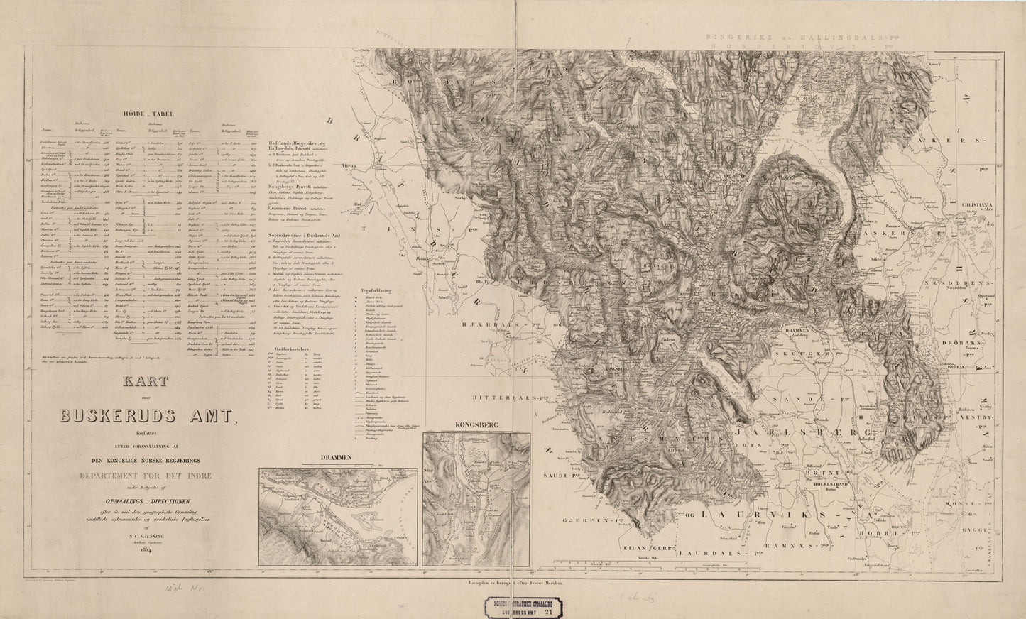 Buskerud amt nr 21 sør: Kart over Buskerud Amt (sør): Buskerud