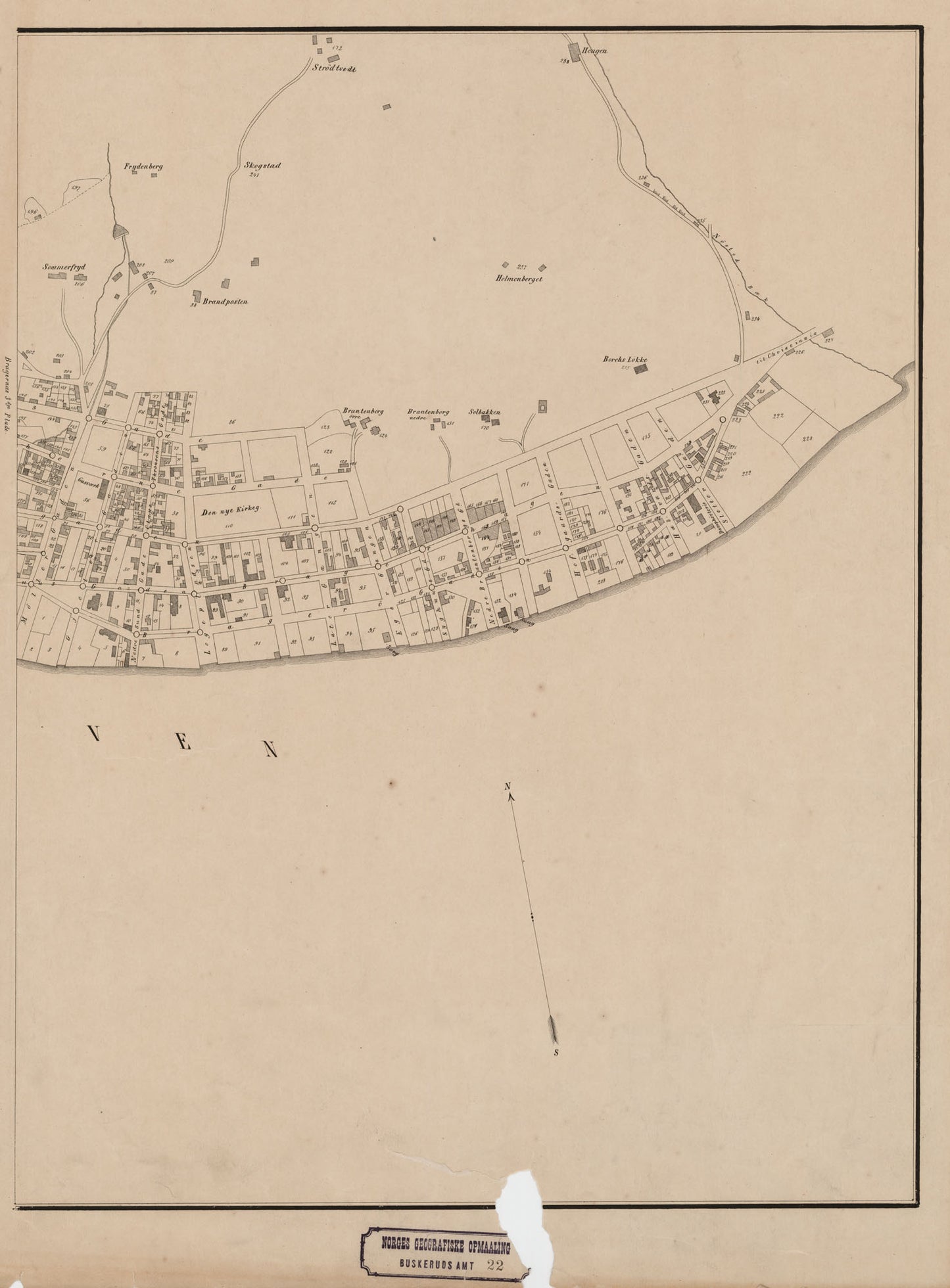 Buskerud amt nr 22 øst: Kart over Bragernæs samt Grønland: Buskerud