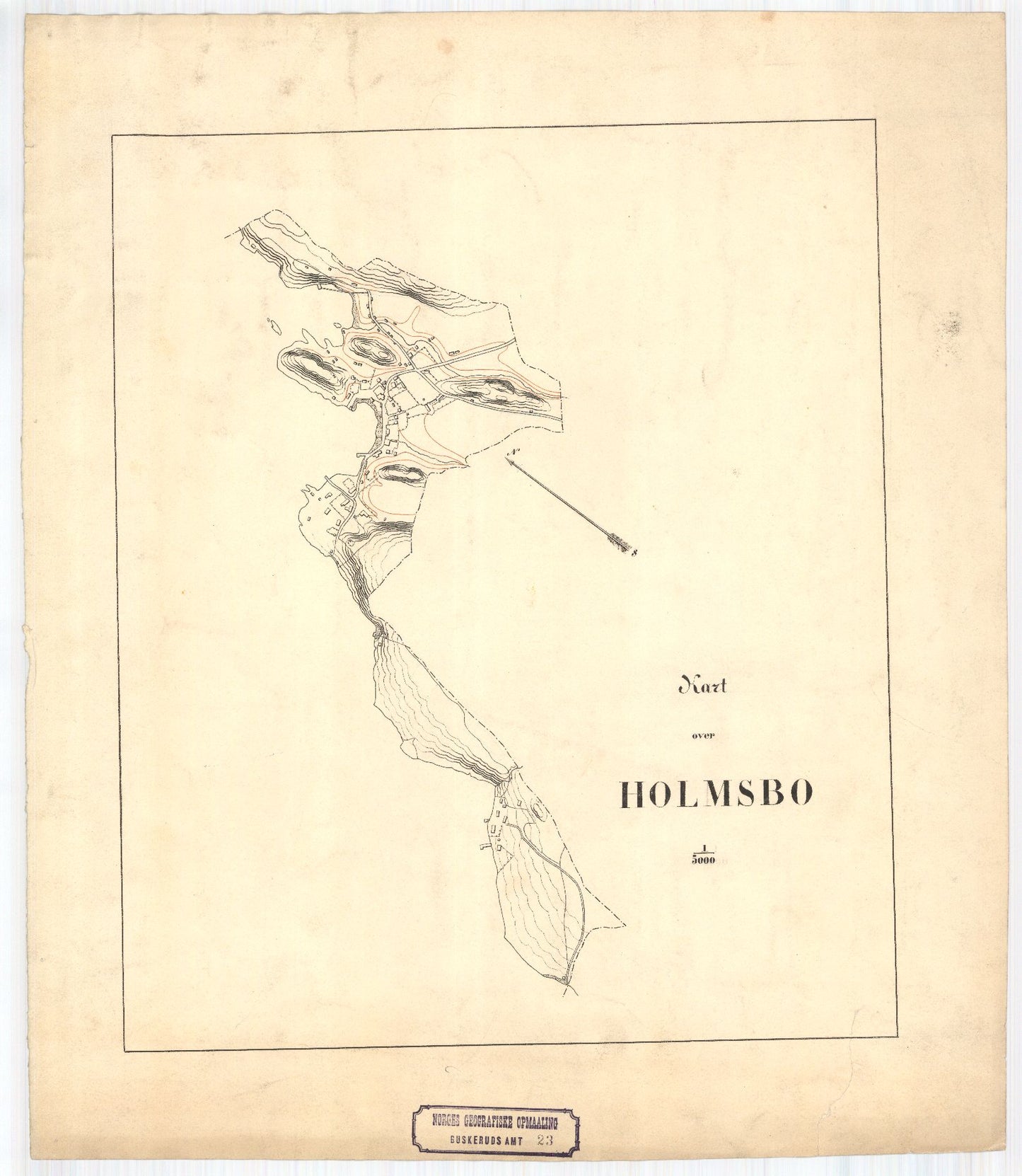 Buskerud-amt nr 23: Kart over Holmsbo: Buskerud