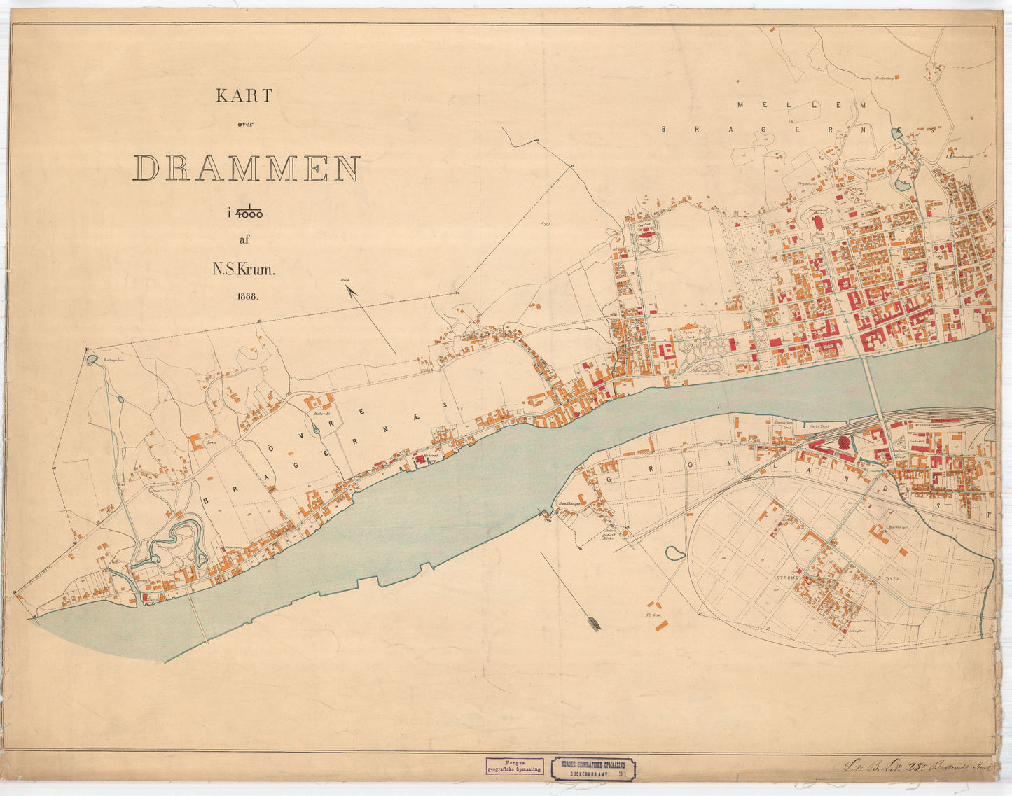 Buskerud amt nr 31-vest: Kart over Drammen: Buskerud