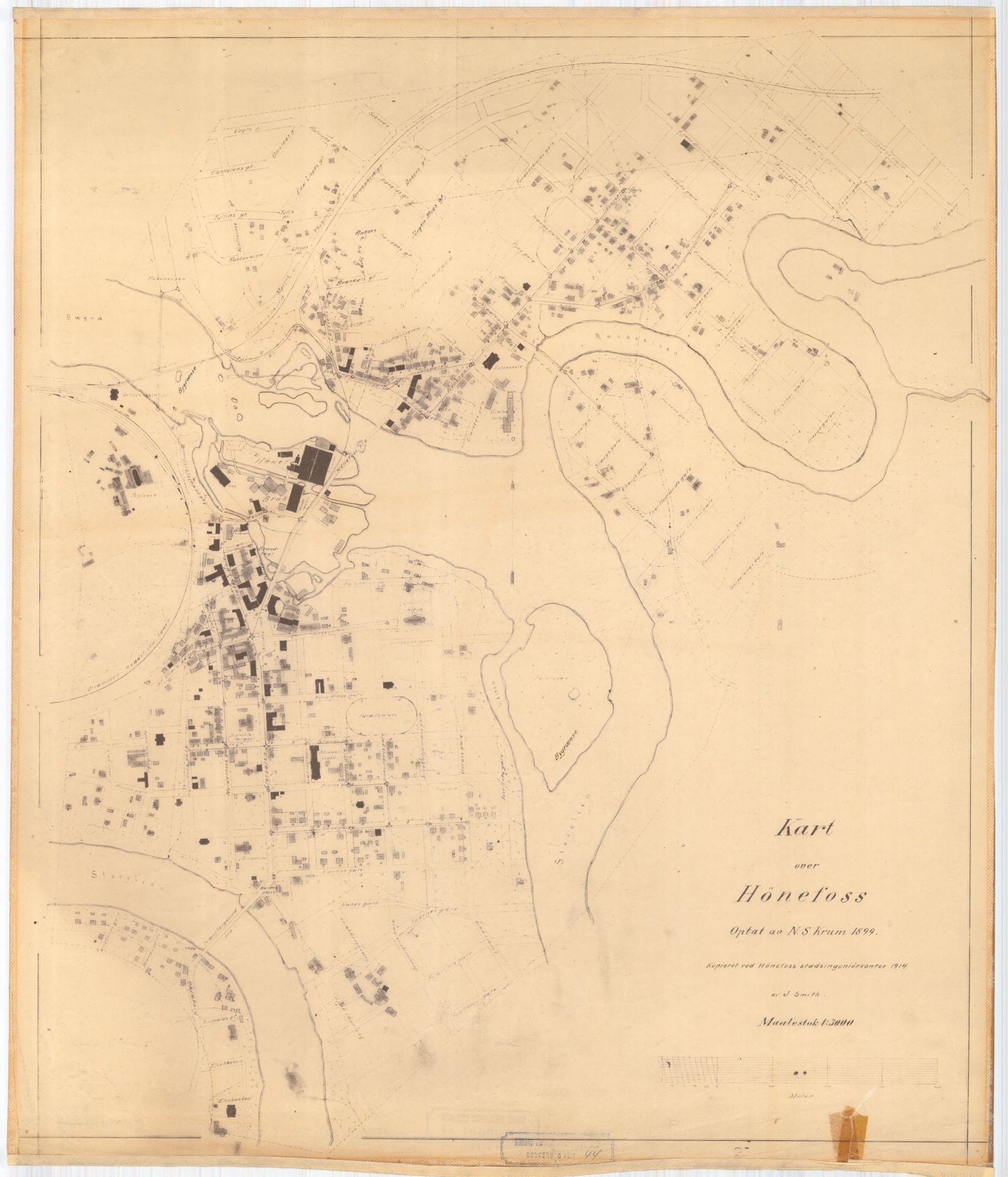 Buskerud amt nr 44-1: Kart over Hønefoss: Buskerud