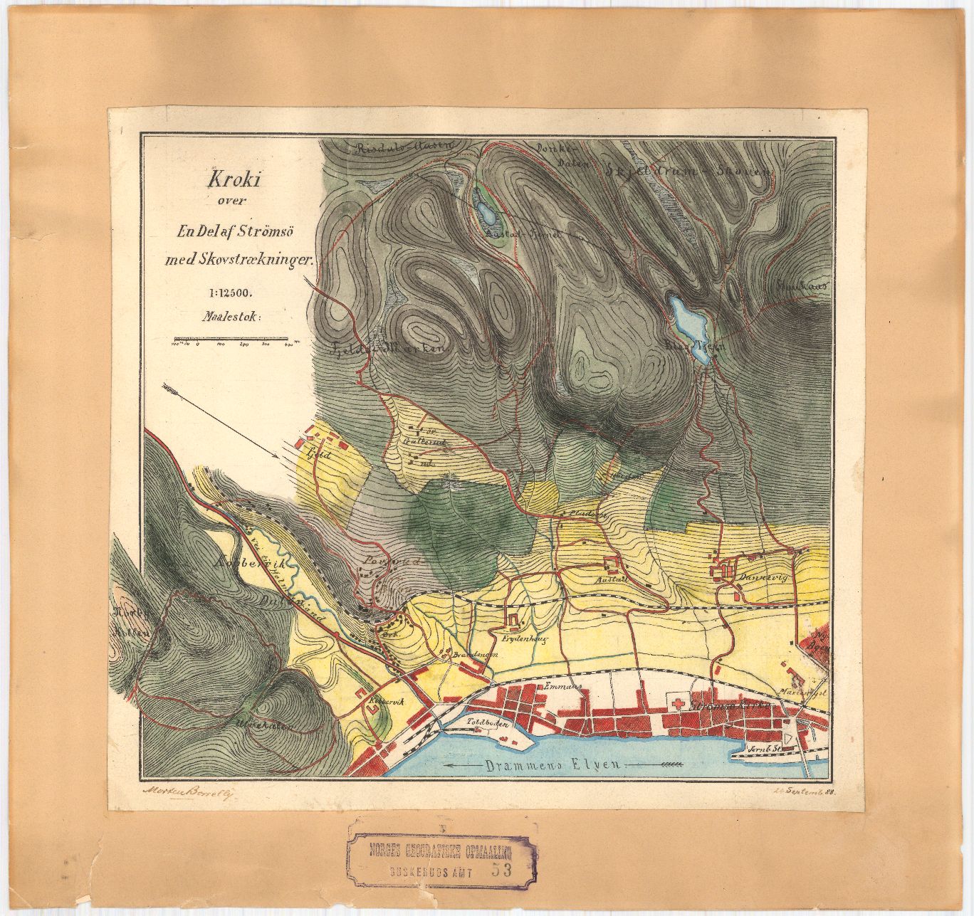 Buskerud amt nr 53: Kroki over en del av Strømsø: Buskerud