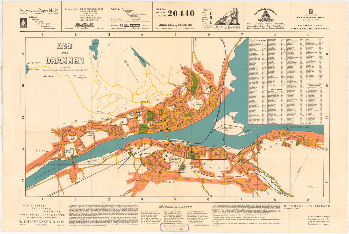 Buskerud amt nr 61: Kart over Drammen: Buskerud