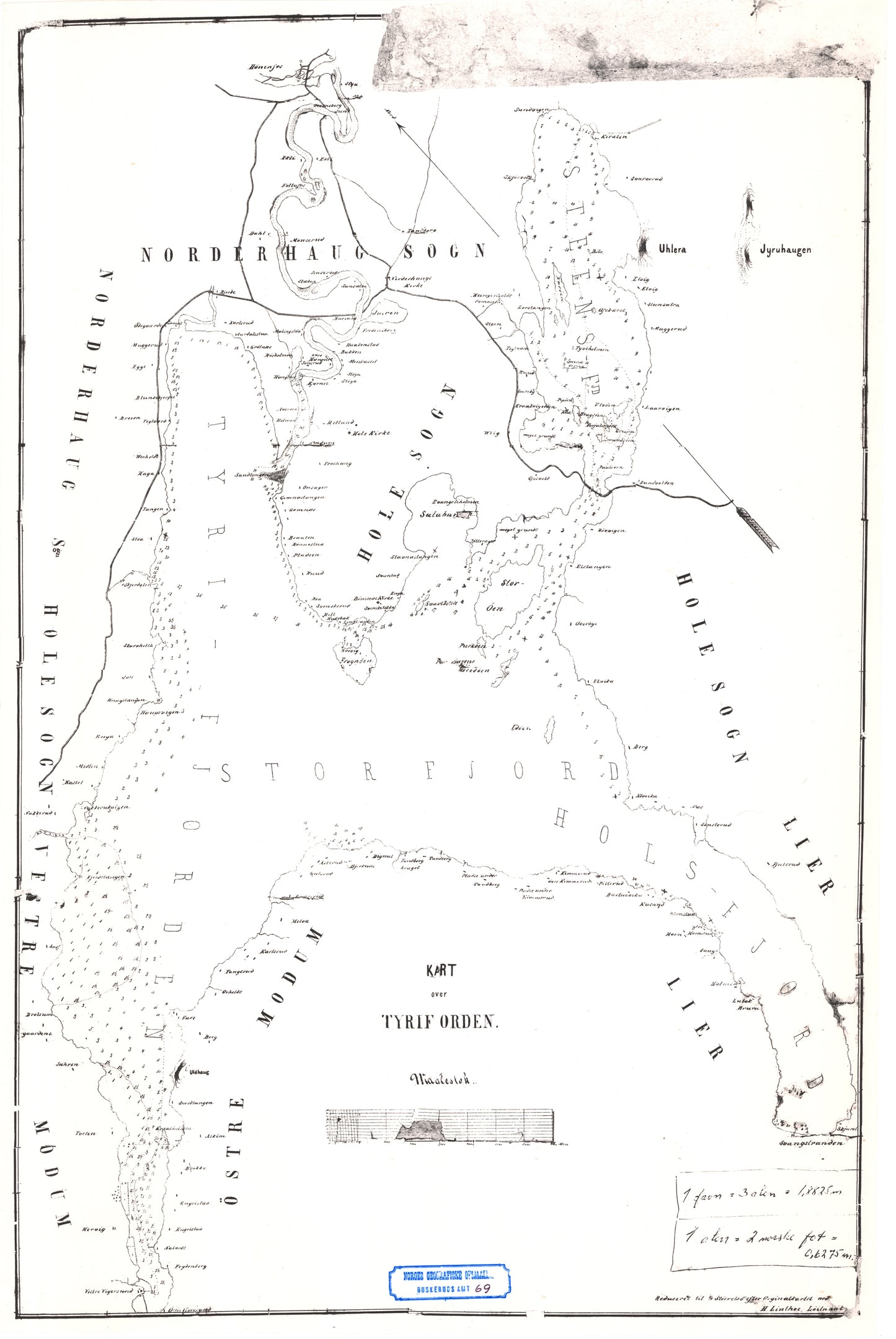 Buskerud amt nr 69: Kopi av kart over Tyrifjorden.: Buskerud