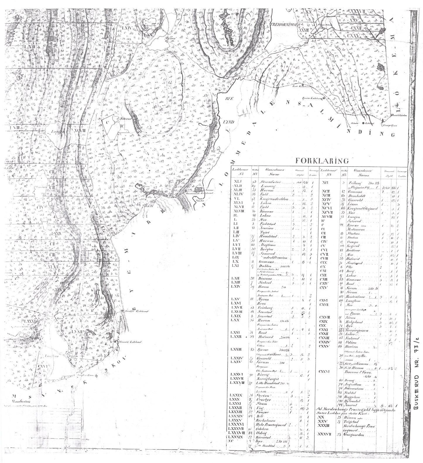 Buskerud amt nr 73-2: Kopi av utskiftningskart over en del av Krokskogens almenninger sin tilfaller Hole Prestgjeld.: Buskerud