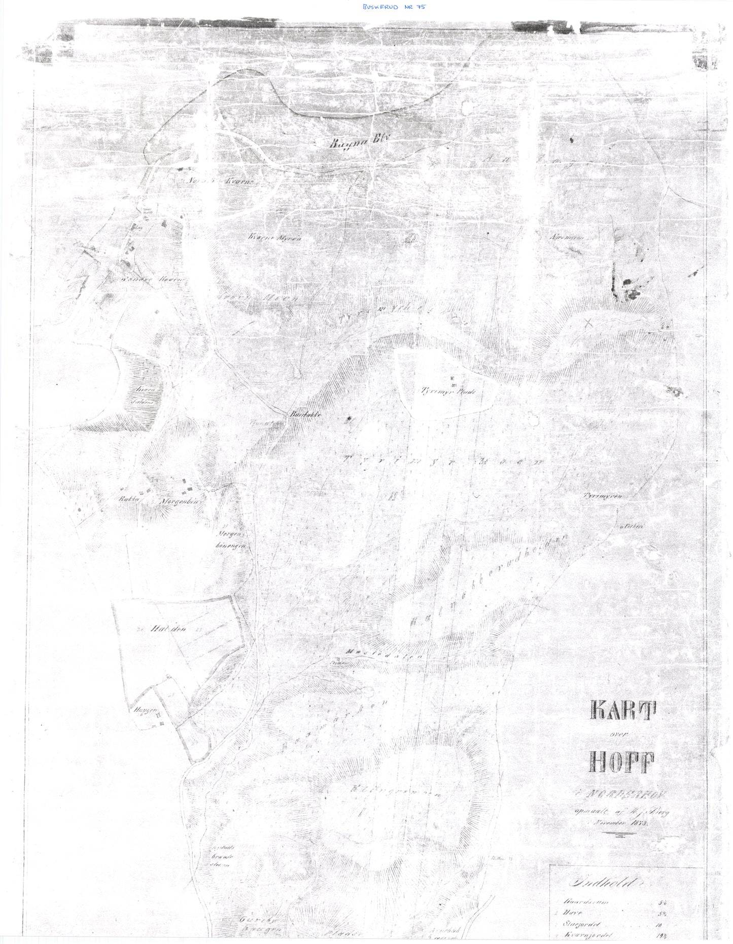 Buskerud amt nr 75n: Kopi av kart over Hoff (Hov) i Norderhov.: Buskerud