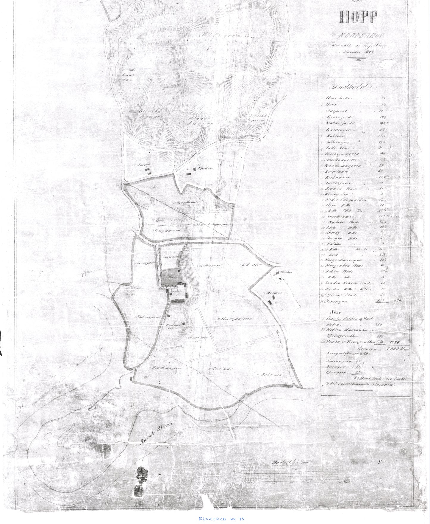 Buskerud amt nr 75s: Kopi av kart over Hoff (Hov) i Norderhov.: Buskerud