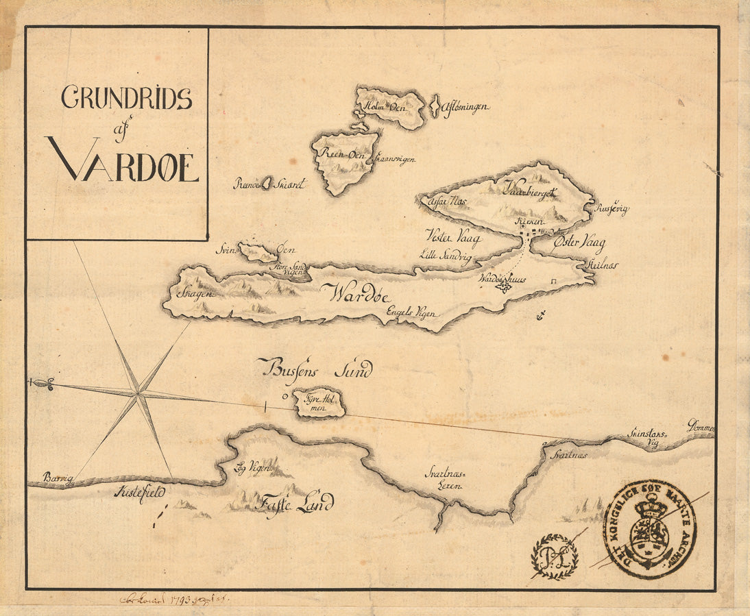 Finmarkens amt nr 14: Grundrids af Vardøe: Finnmark