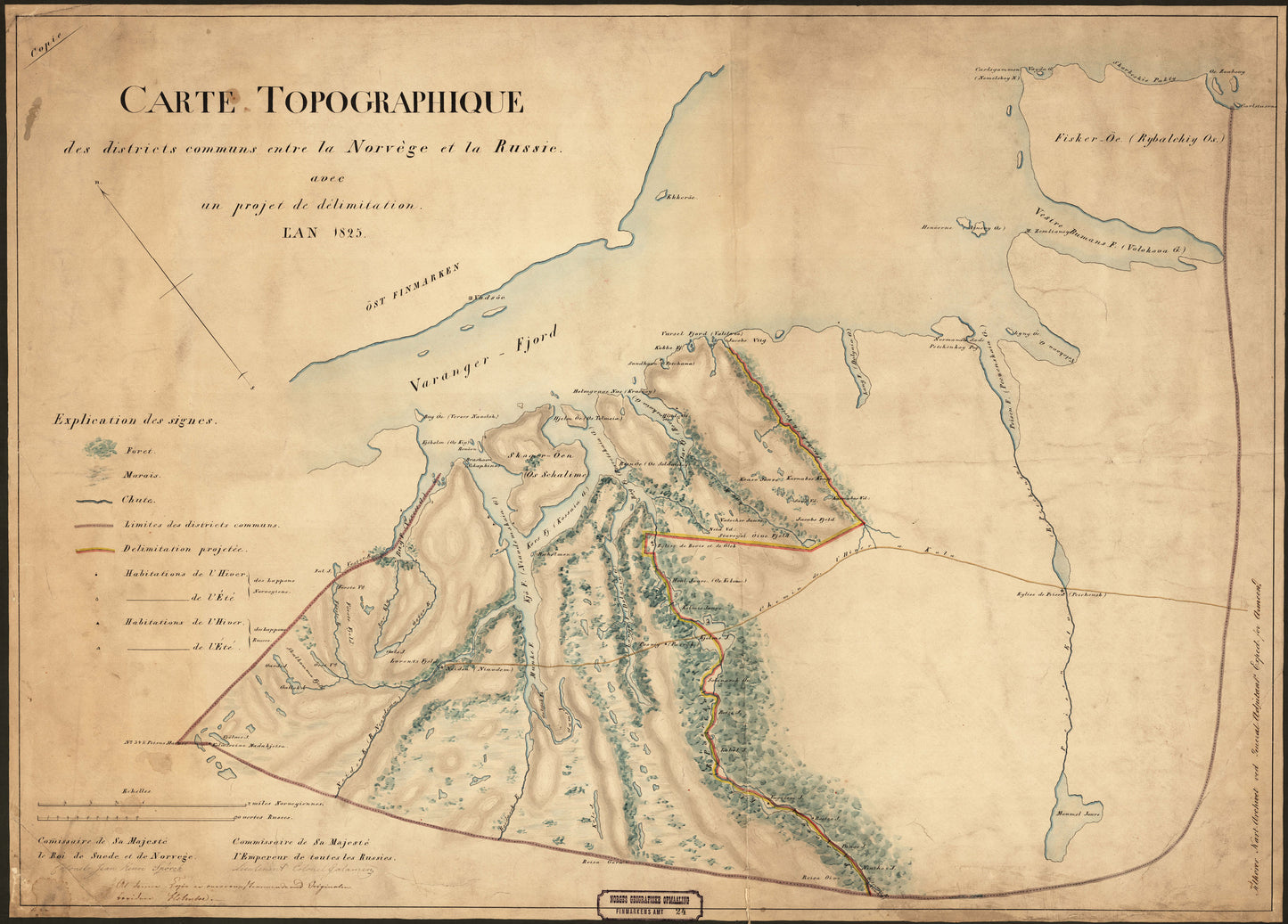 Finmarkens amt nr 24: Carte topographique des districts communs entre la Norvge et la Russie: Finnmark