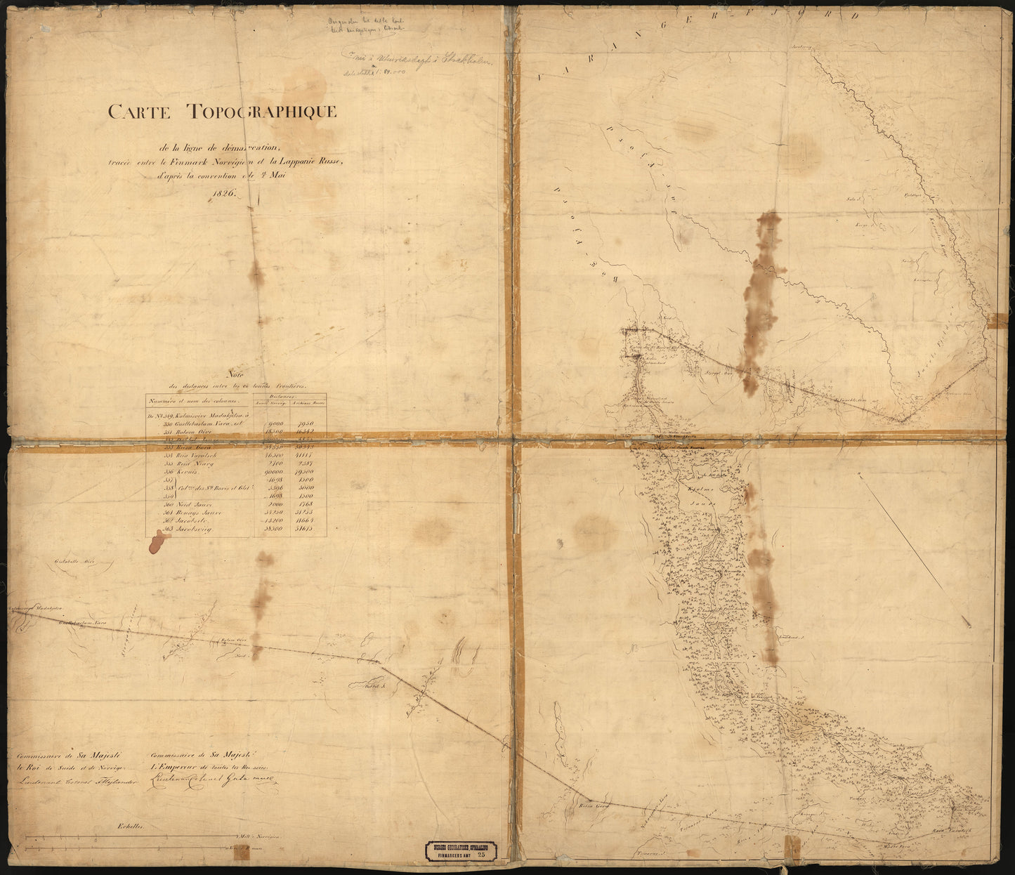 Finmarkens amt nr 25: Carte topographique de la ligne de dmarcation trace entre le Finmark: Finnmark