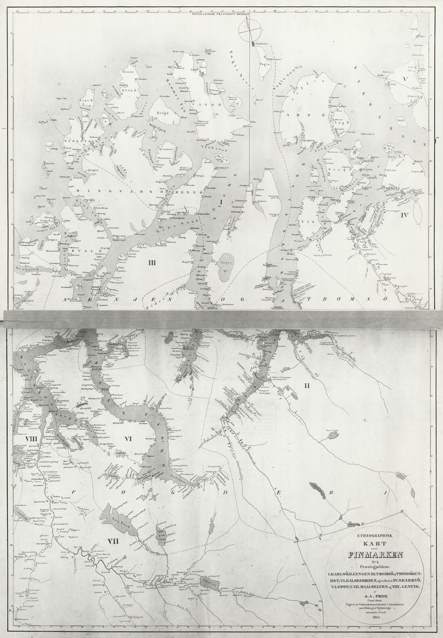 Finmarkens amt nr 34-4. Etnografisk Kart over Finmarken (kopi): Troms
