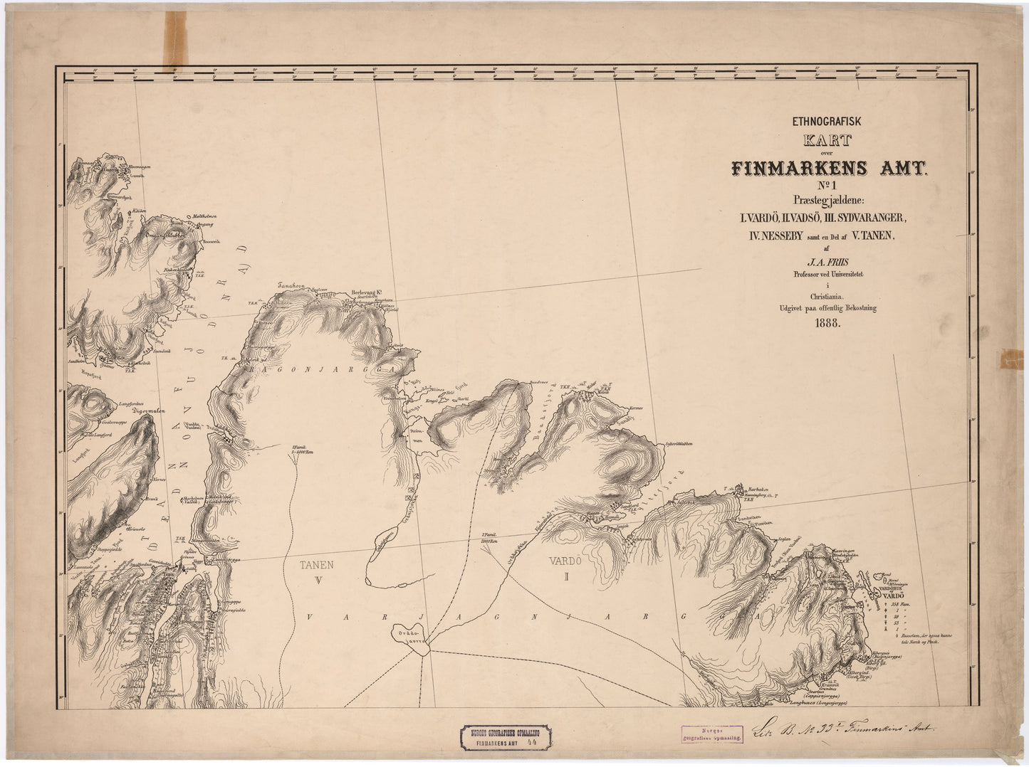Finmarkens amt nr 44-1 nord: Etnografisk kart over Finmarken 1 nord: Finnmark