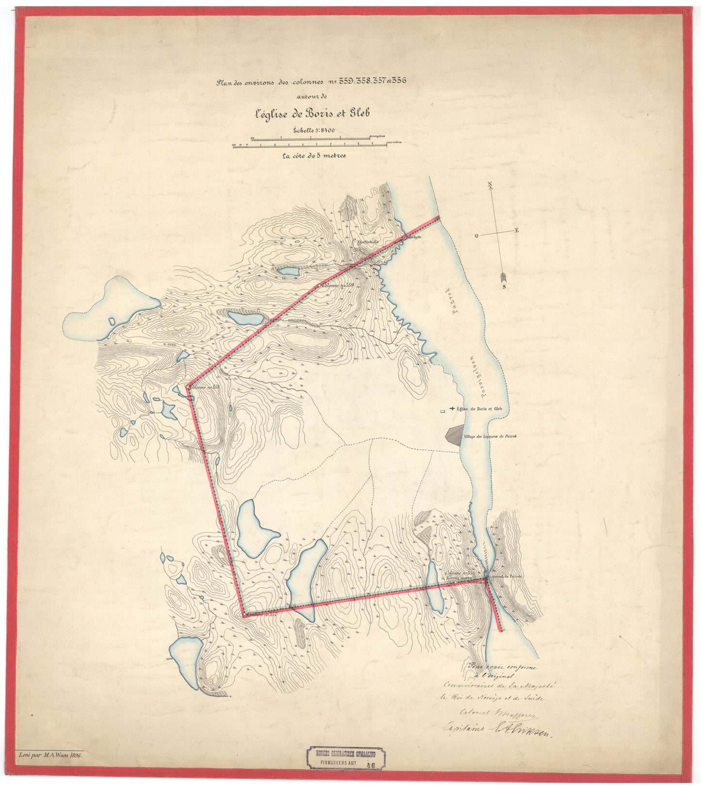 Finmarkens amt nr 46-0: Kart over Grændsen mellom Norge og Russland: Finnmark