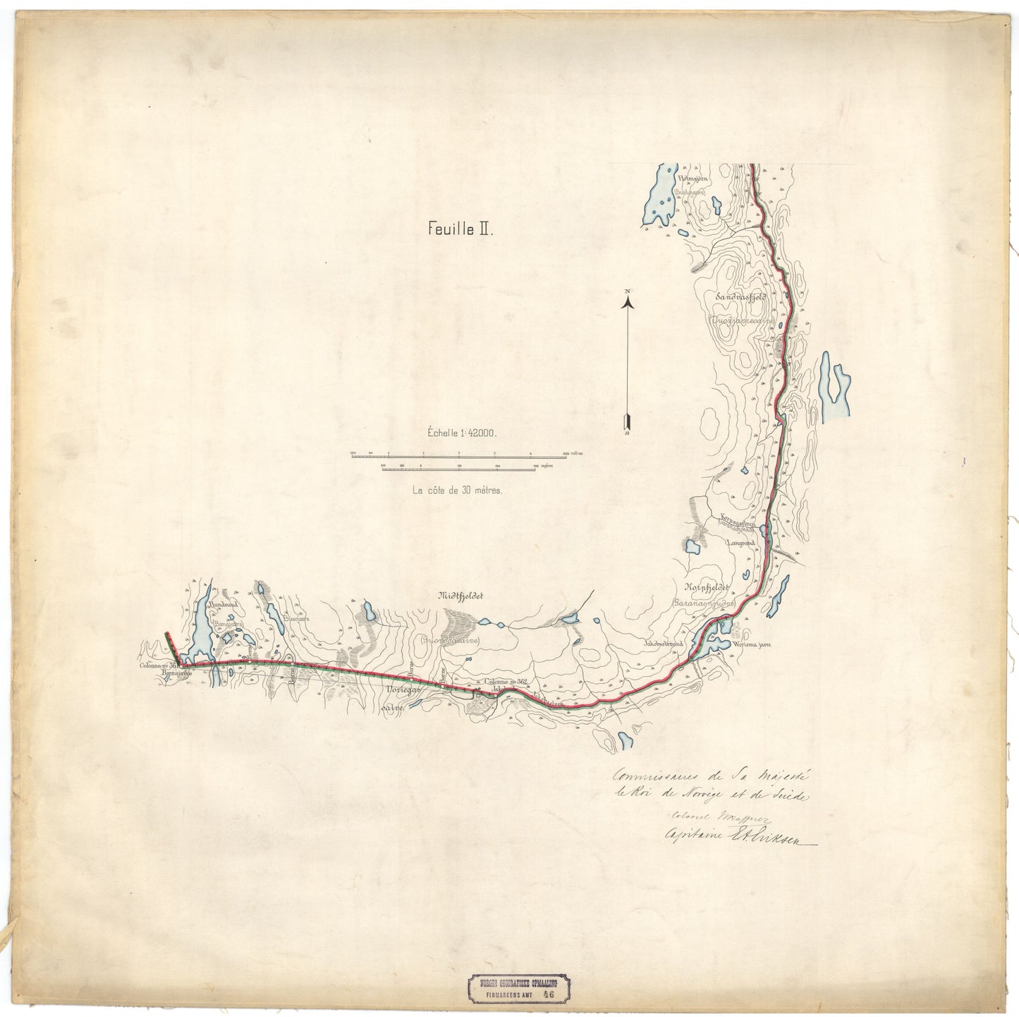 Finmarkens amt nr 46-2: Kart over Grændsen mellom Norge og Russland: Finnmark