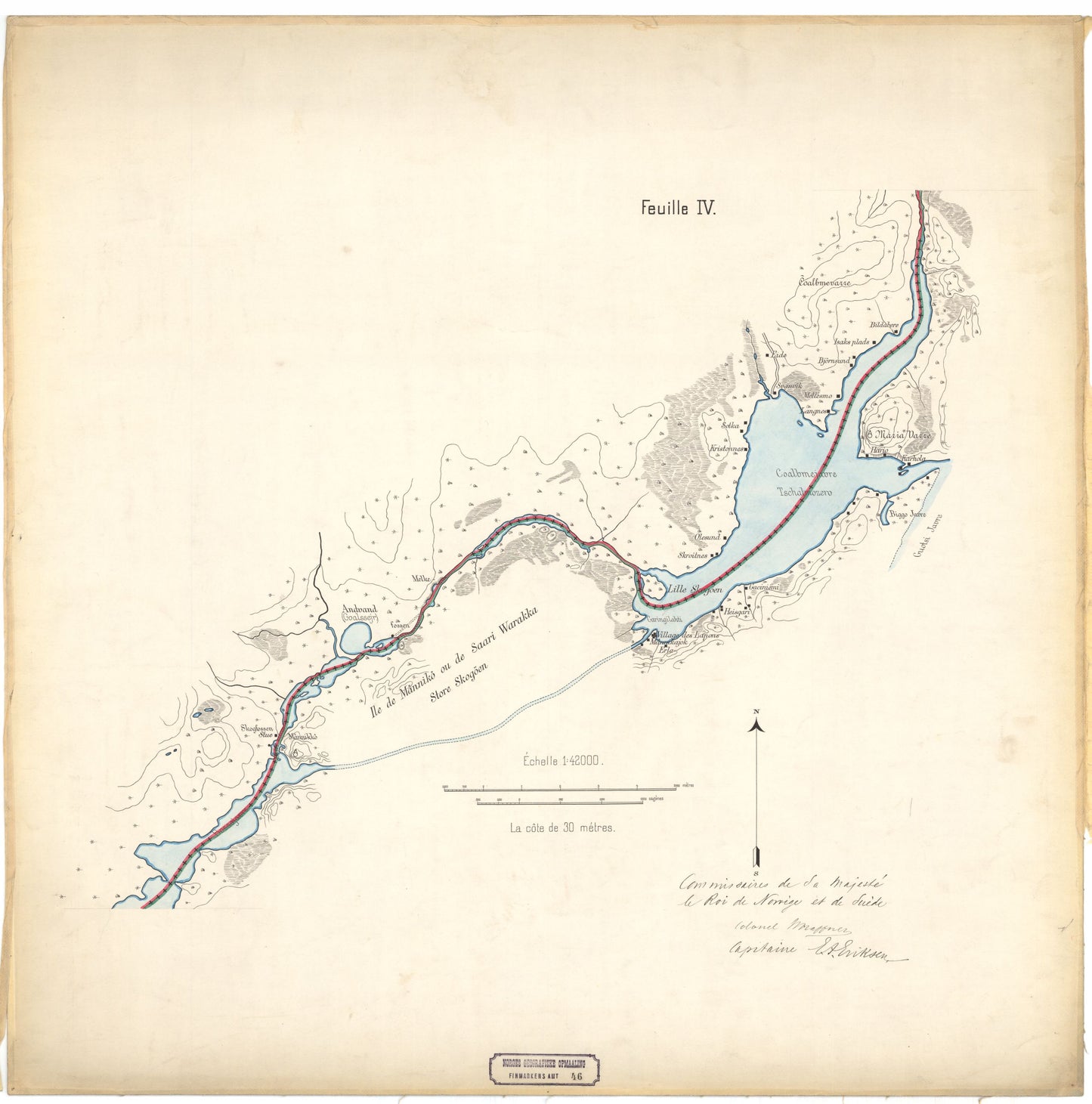 Finmarkens amt nr 46-4: Kart over Grændsen mellom Norge og Russland: Finnmark