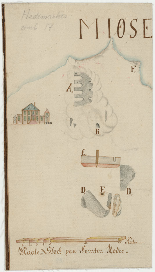 Hedmarkens amt nr 17b: Situations Cart over den fordum navnkundige opbrendte Hammer bye; utsnitt: Hedmark