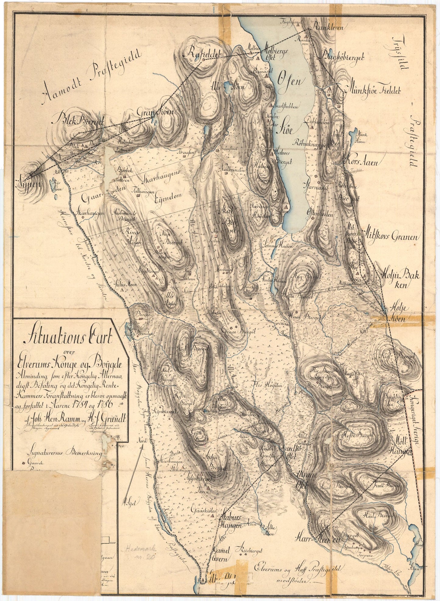 Hedemarkens amt nr 20: Situations Cart over Elverums Konge- og Bøygde-Alminding: Hedmark