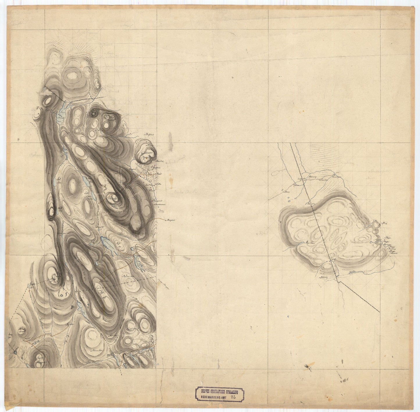 Hedemarkens amt nr 25: Kart over en Deel af Hof vest for Glommen: Hedmark