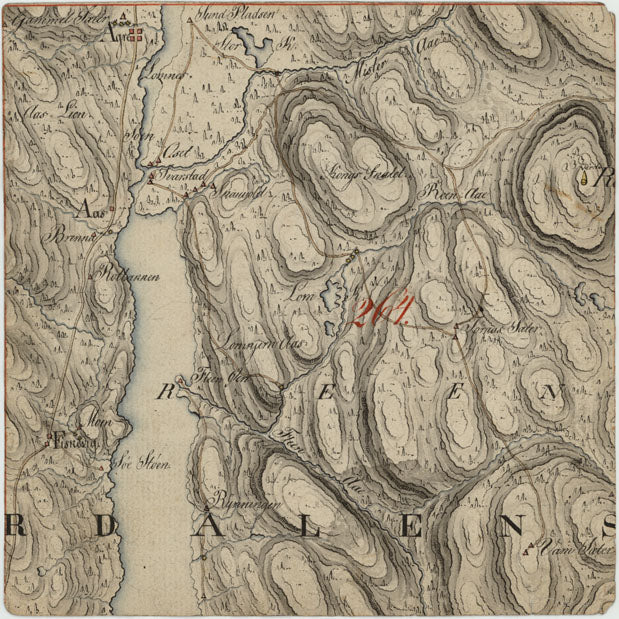 Hedemarkens amt nr 26: Kart over en Deel af Yttre Rendalen Hdt. (U. T.): Hedmark