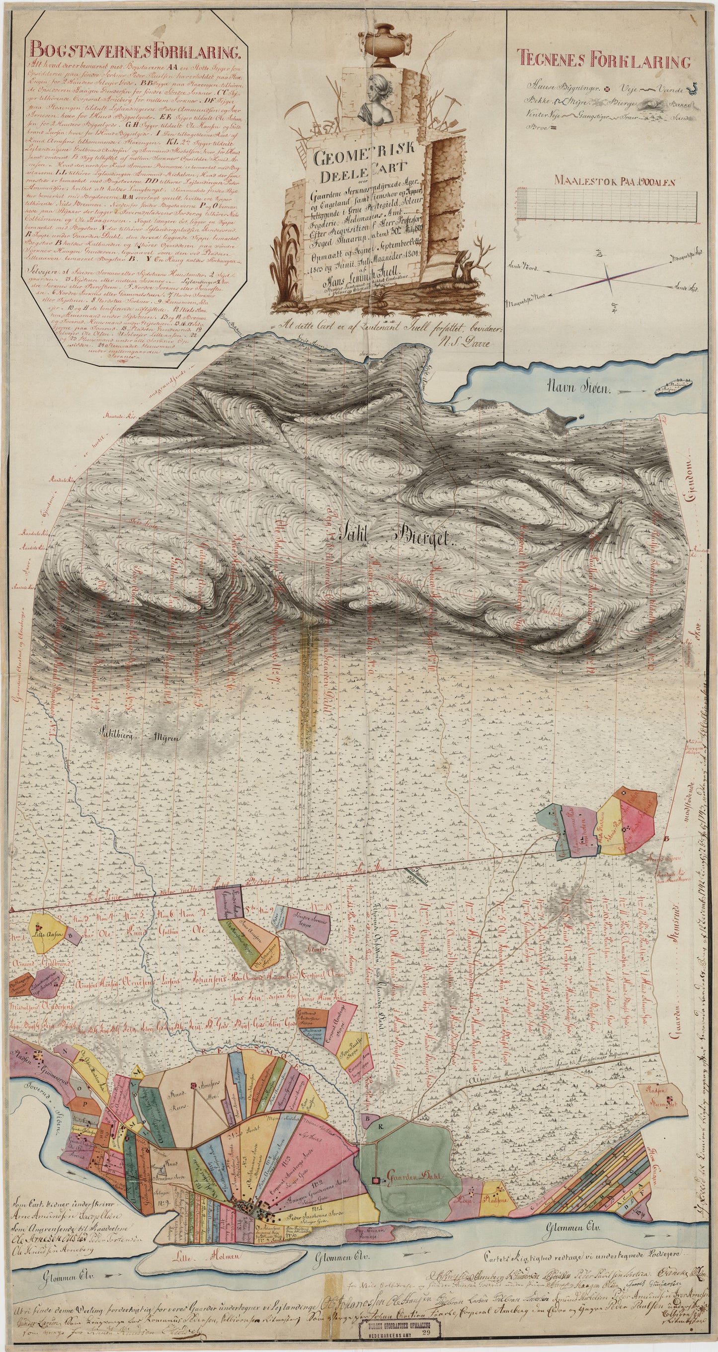 Hedemarkens amt nr 29: Geometrisk Delekart over Gaardene Sorknæs (to kart; 29 og 29b): Hedmark