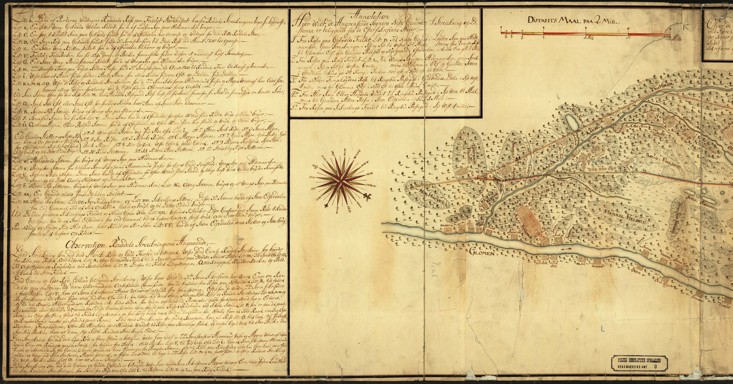 Hedemarkens amt nr 3 vest: Situations Carte; Aamodt; Store Elvealen; Løiten; Vang Ringsager; vest og øst: Hedmark