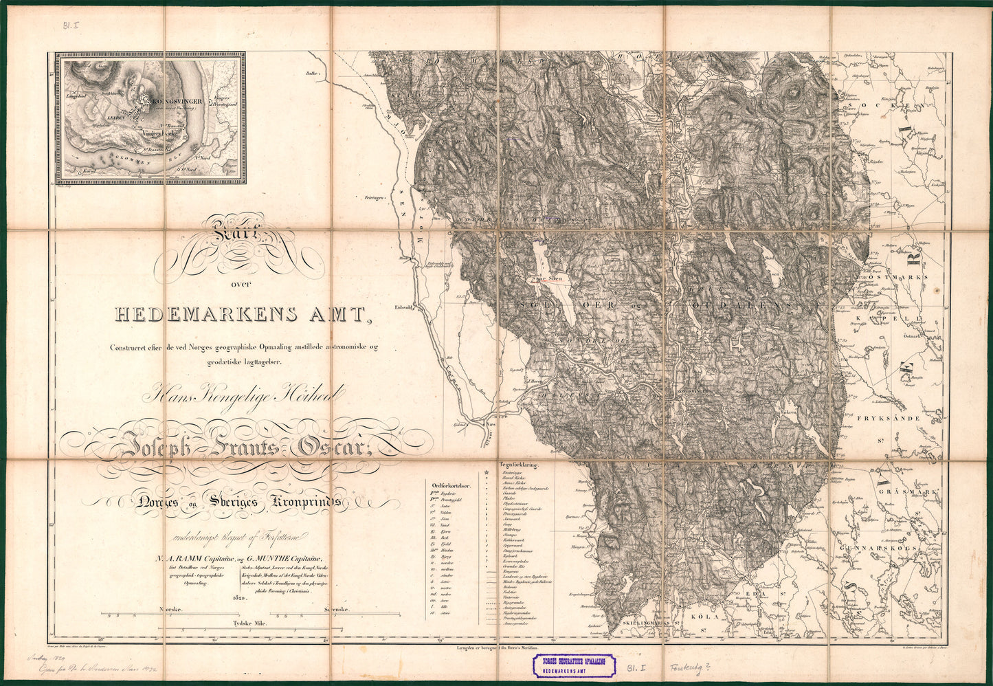 Hedemarkens amt nr 39: Kart over Hedemarkens Amt; blad 1: Hedmark