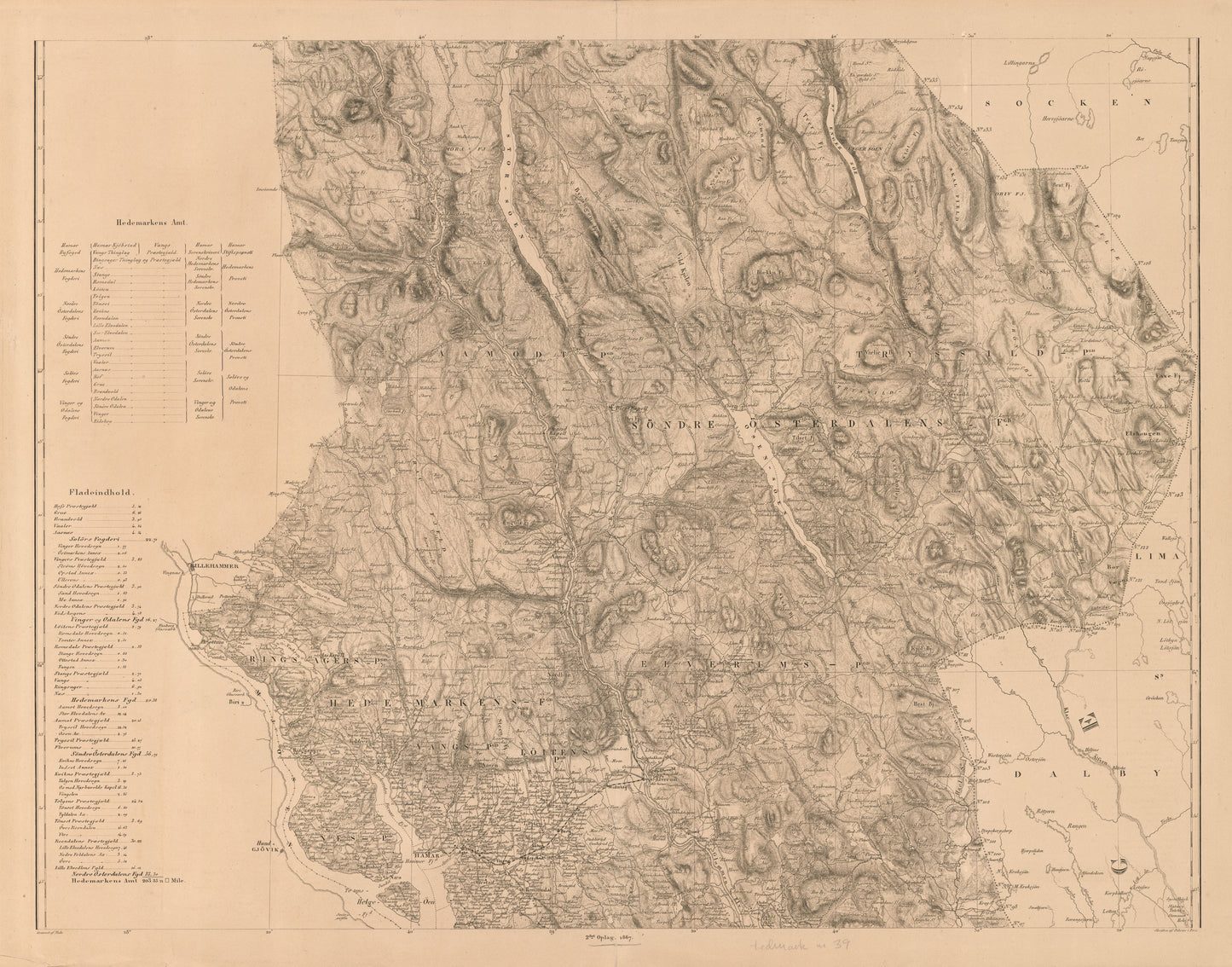 Hedemarkens amt nr 39: Kart over Hedemarkens Amt; blad 2: Hedmark