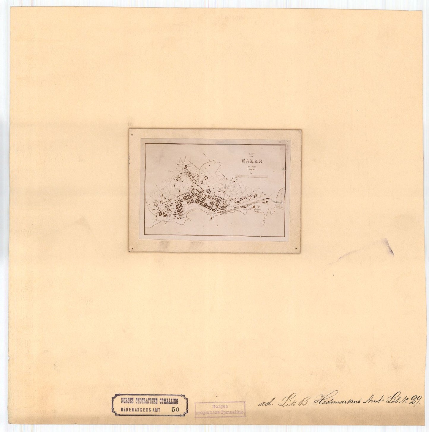 Hedemarkens amt nr 50: Kart over Hamar: Hedmark