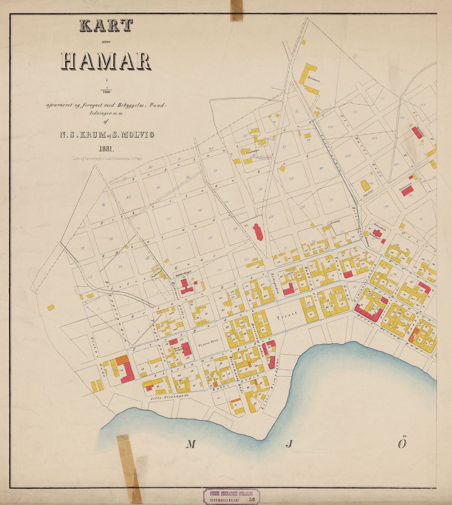 Hedemarkens amt nr 50-vest: Kart over Hamar (vest): Hedmark
