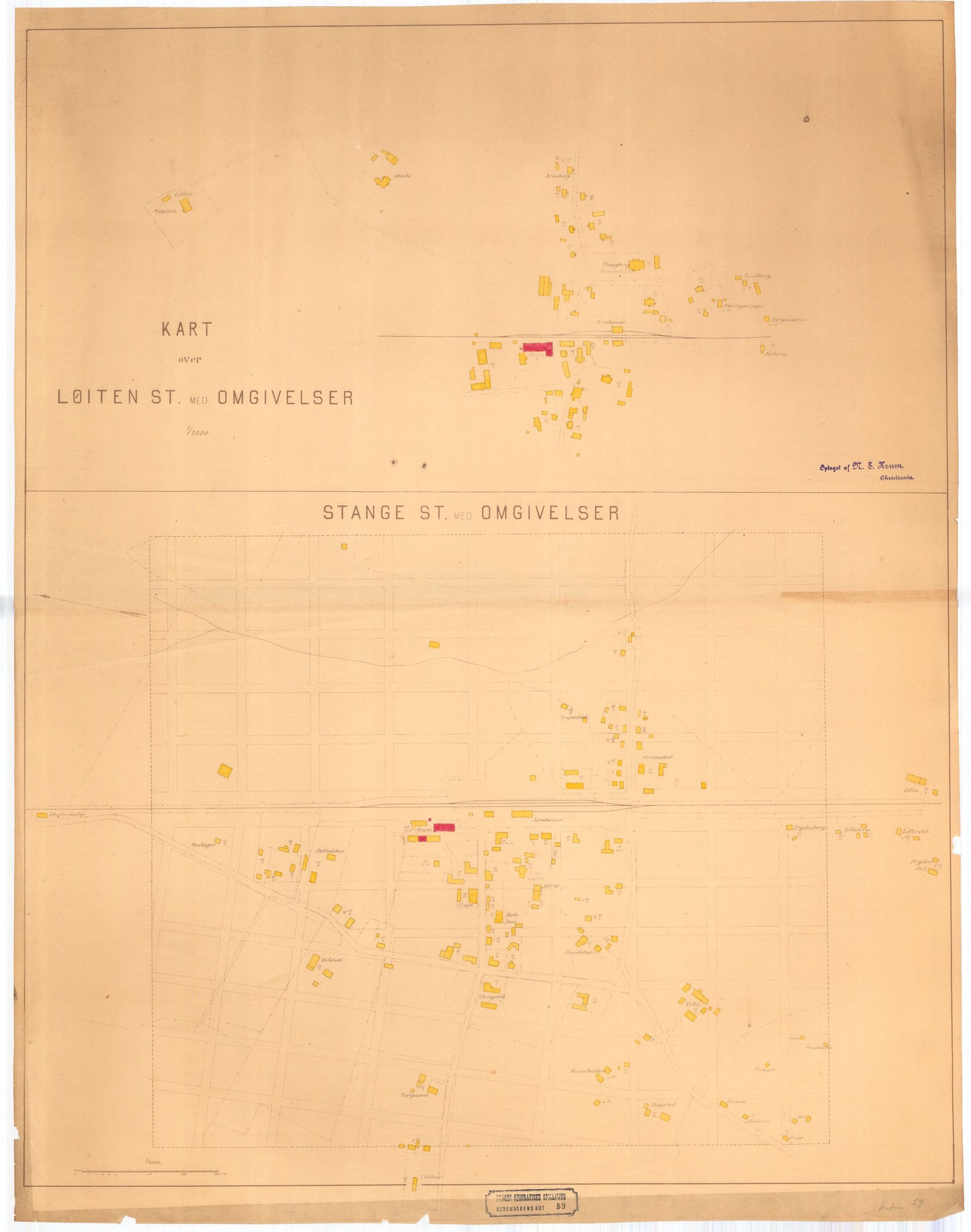 Hedemarkens amt nr 59: Kart over Løiten og Stange: Hedmark