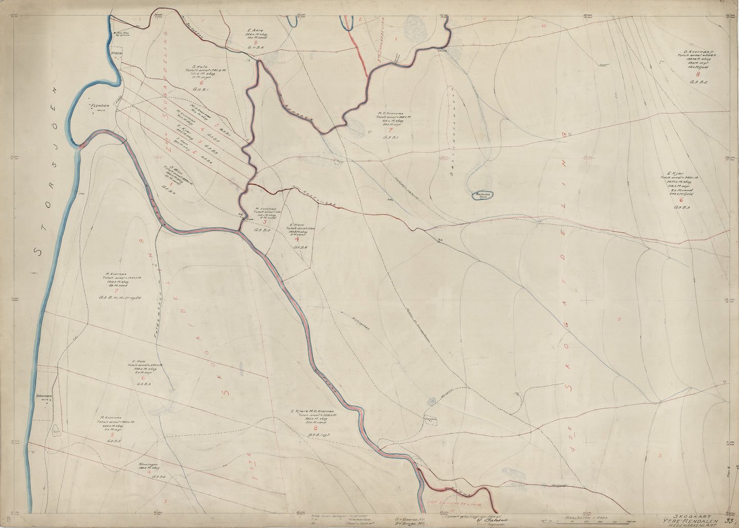 Hedemarkens amt nr 61-33: Skogkart Ytre Rendalen; Hedemarkens Amt: Hedmark