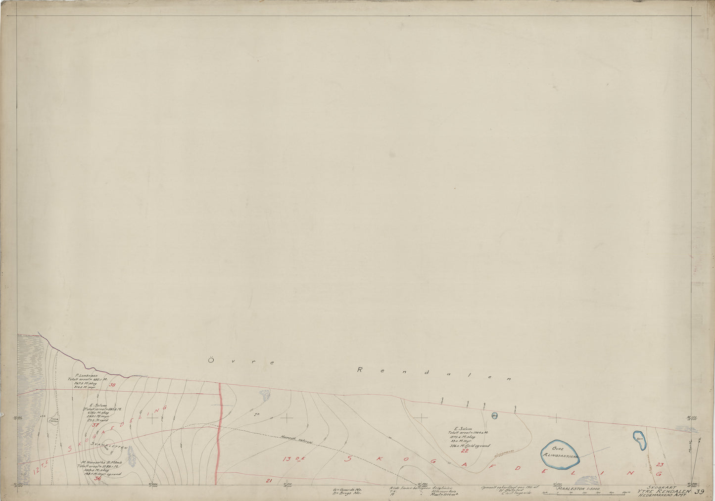 Hedemarkens amt nr 61-39: Skogkart Ytre Rendalen; Hedemarkens Amt: Hedmark