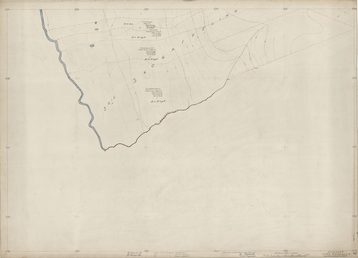 Hedemarkens amt nr 61-45: Skogkart Ytre Rendalen; Hedemarkens Amt: Hedmark