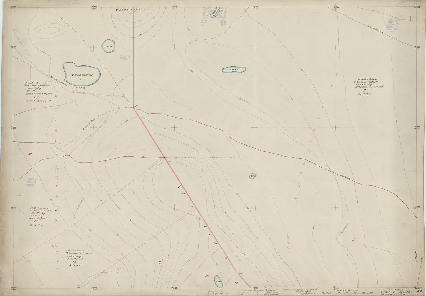 Hedemarkens amt nr 61-52: Skogkart Ytre Rendalen; Hedemarkens Amt: Hedmark