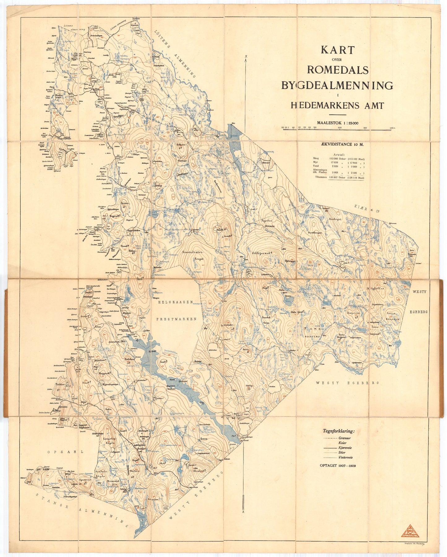 Hedemarkens amt nr 65: Kart over Romedals: Hedmark