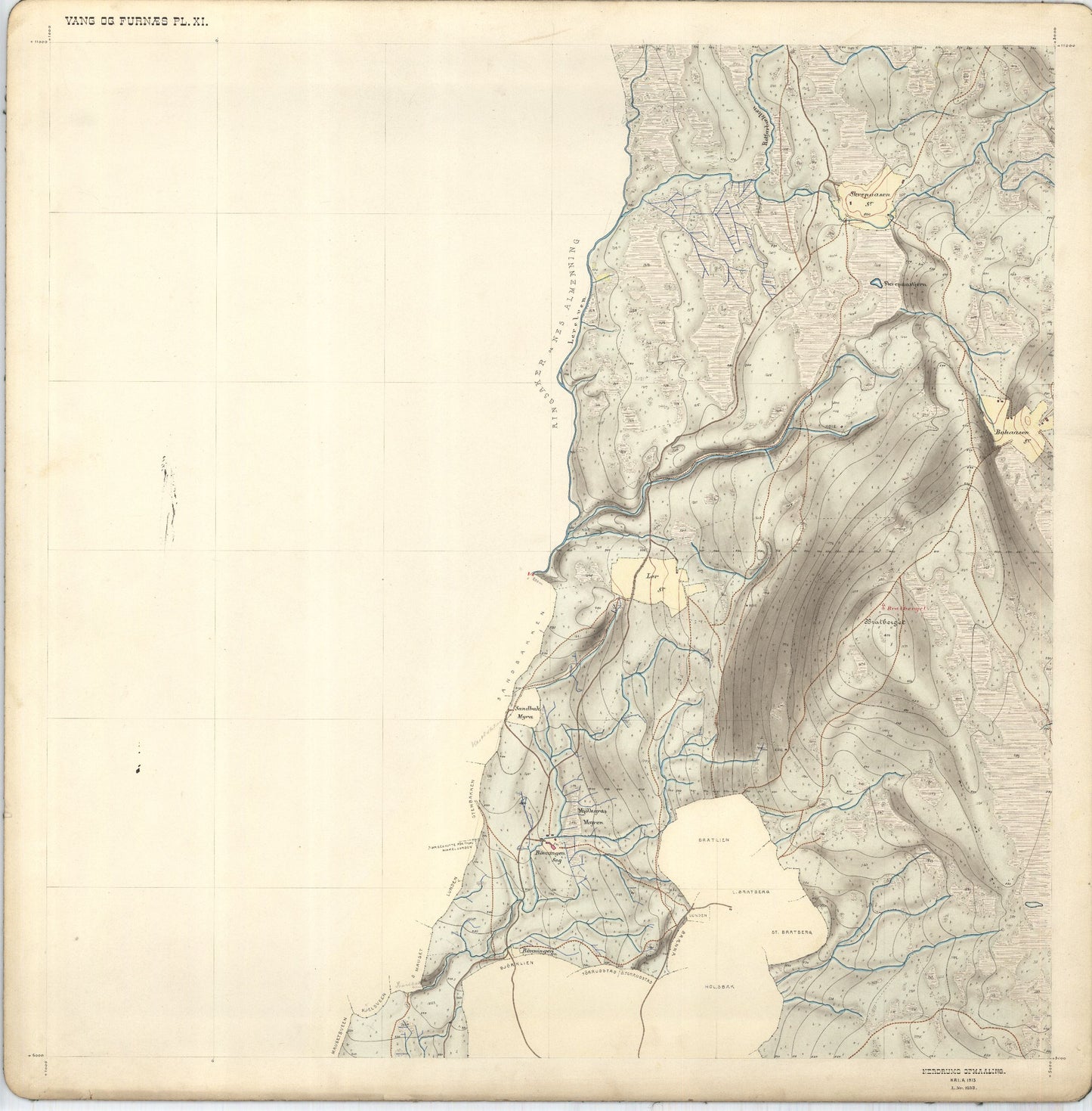 Hedemarkens amt nr 68: Kart over Vang og Furnes almenning: Hedmark