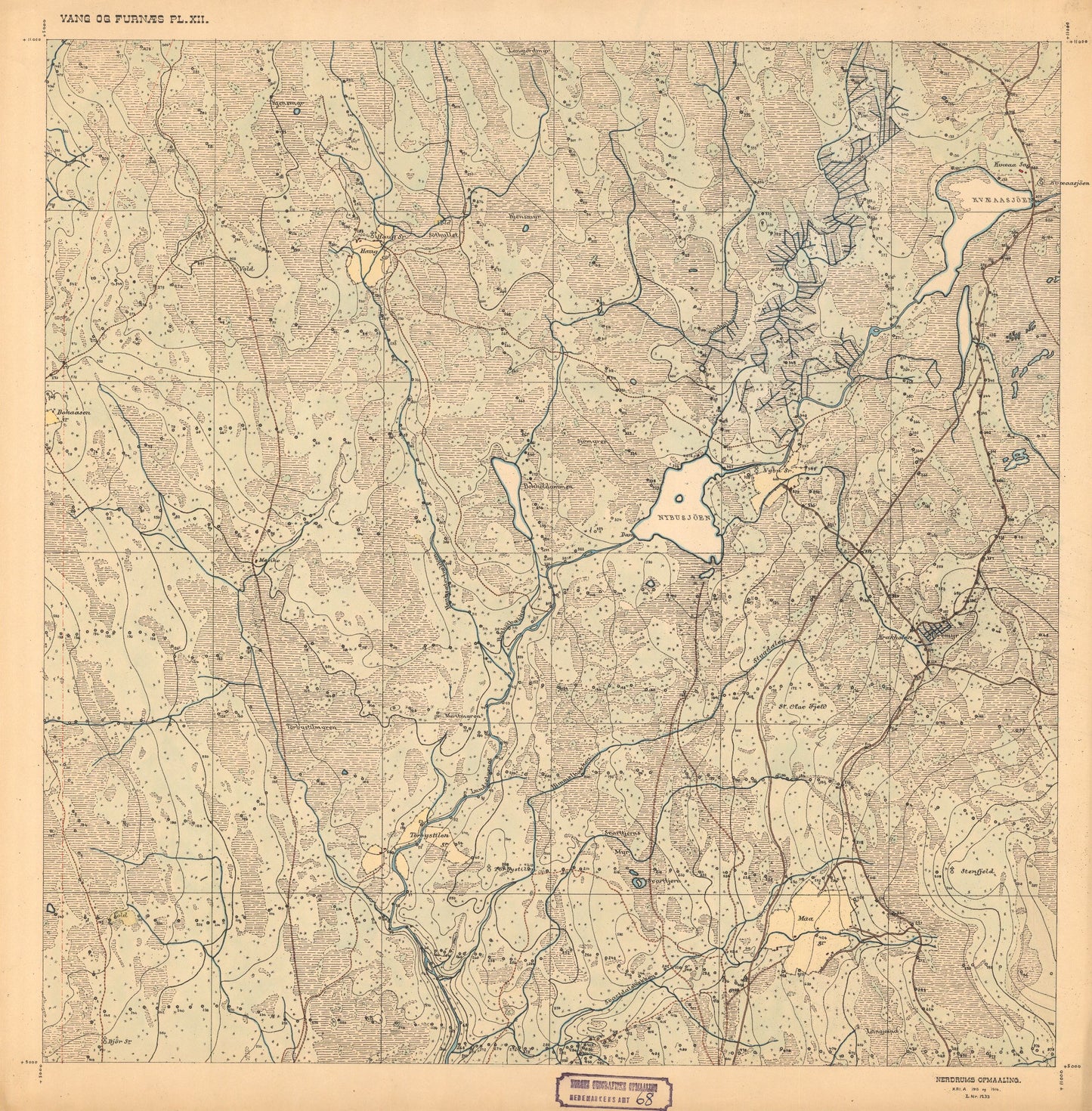 Hedemarkens amt nr 68: Kart over Vang og Furnes almenning: Hedmark