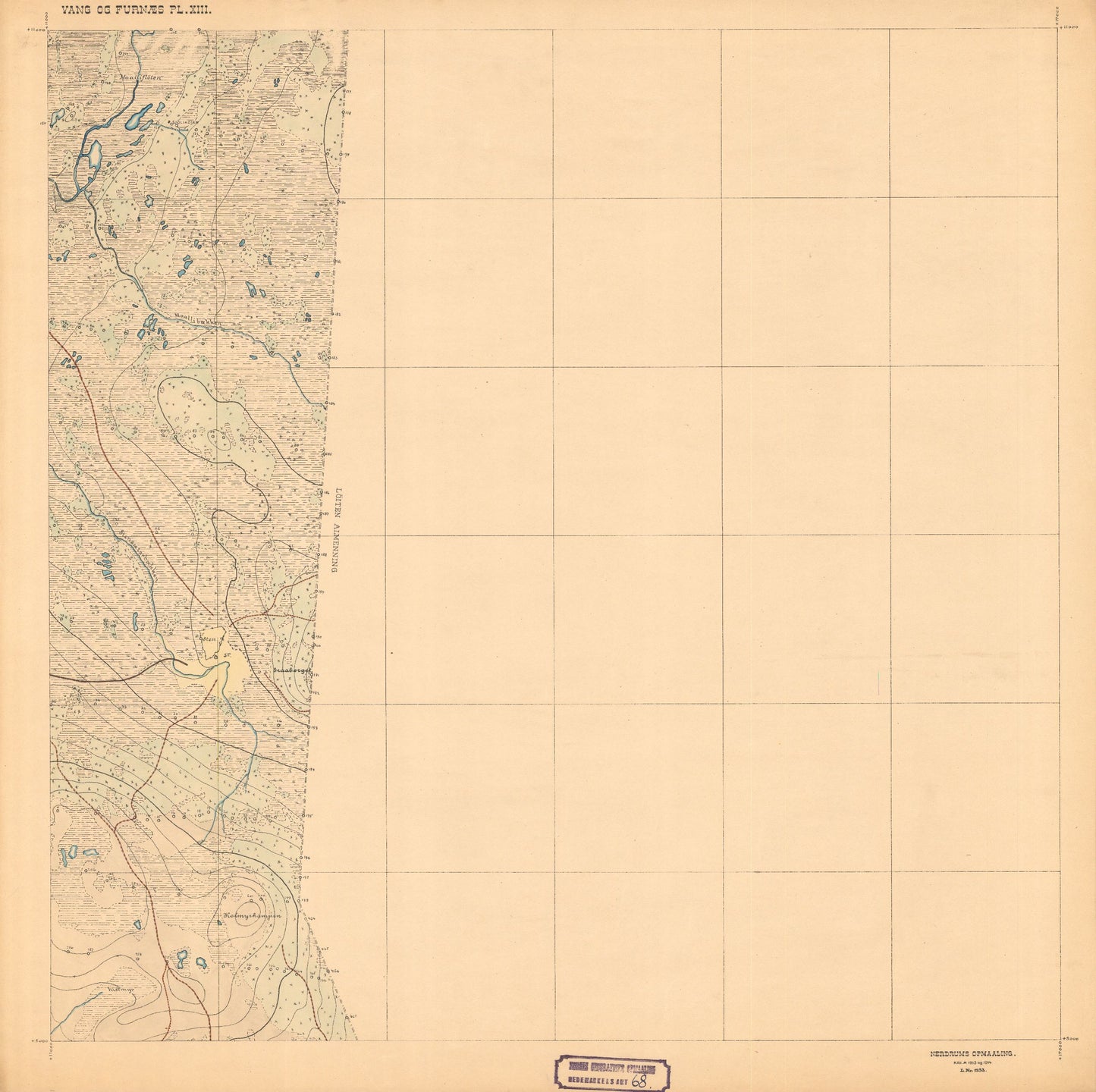 Hedemarkens amt nr 68: Kart over Vang og Furnes almenning: Hedmark