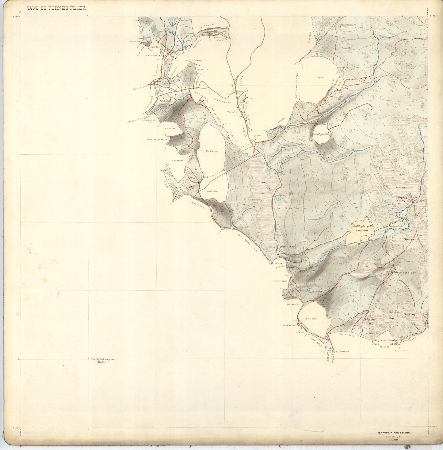 Hedemarkens amt nr 68: Kart over Vang og Furnes almenning: Hedmark