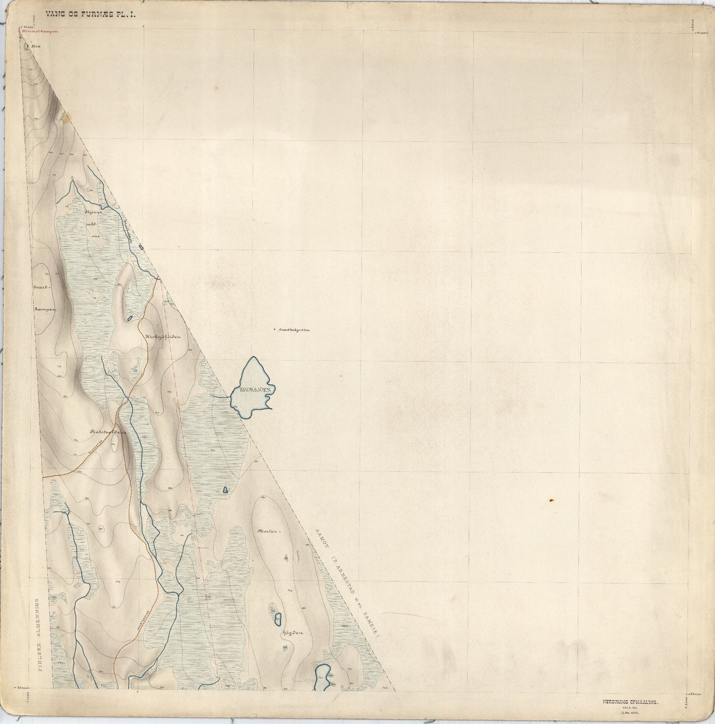Hedemarkens amt nr 68: Kart over Vang og Furnes almenning: Hedmark