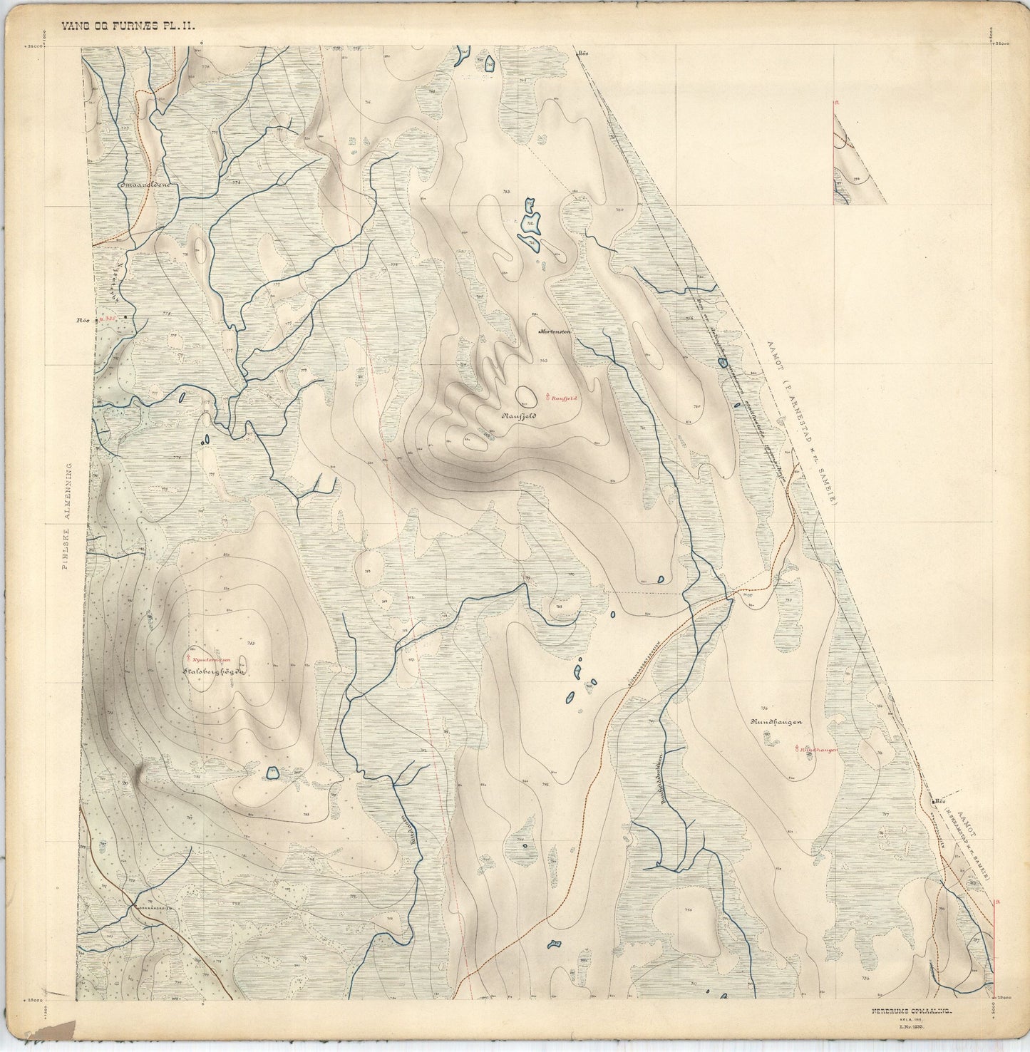 Hedemarkens amt nr 68: Kart over Vang og Furnes almenning: Hedmark