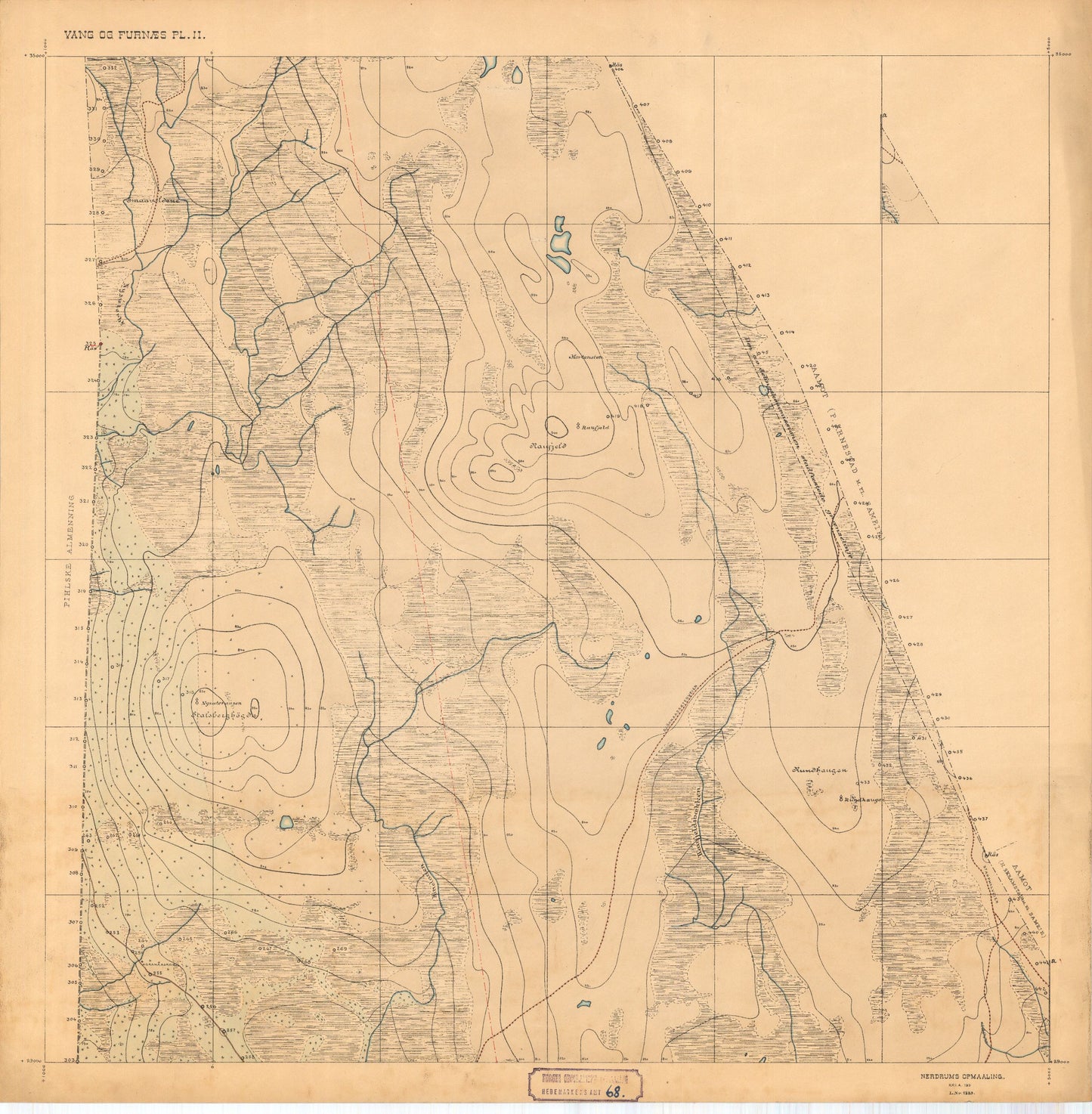 Hedemarkens amt nr 68: Kart over Vang og Furnes almenning: Hedmark