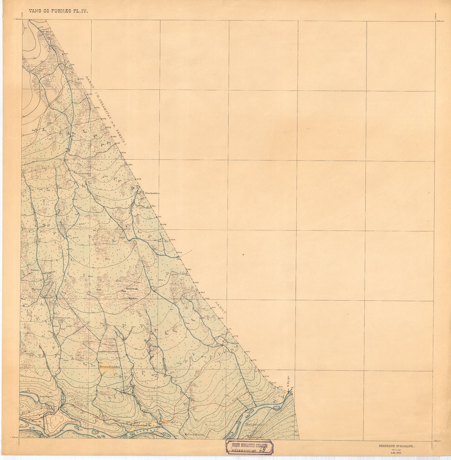 Hedemarkens amt nr 68: Kart over Vang og Furnes almenning: Hedmark