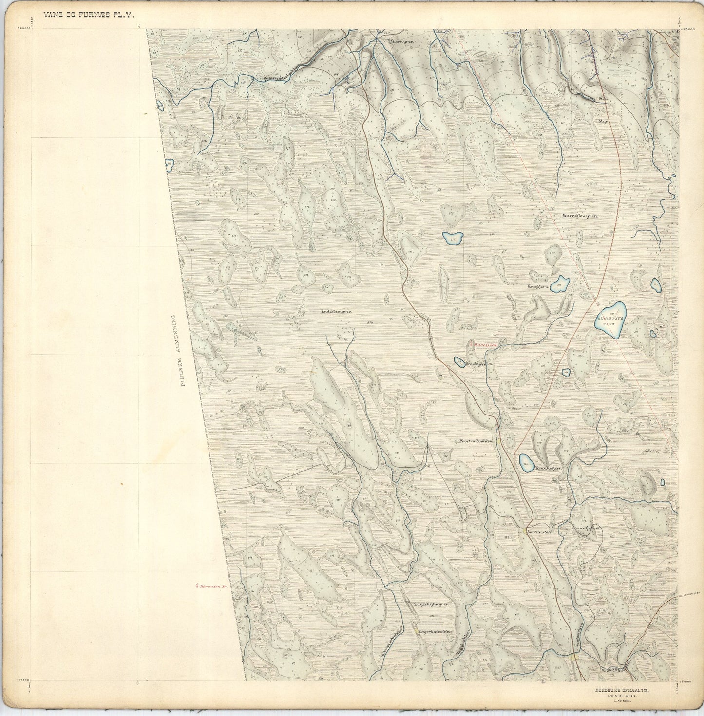 Hedemarkens amt nr 68: Kart over Vang og Furnes almenning: Hedmark