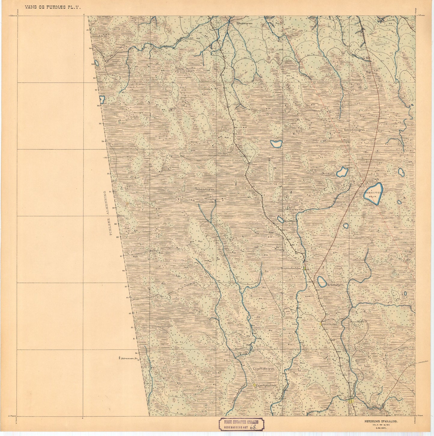 Hedemarkens amt nr 68: Kart over Vang og Furnes almenning: Hedmark