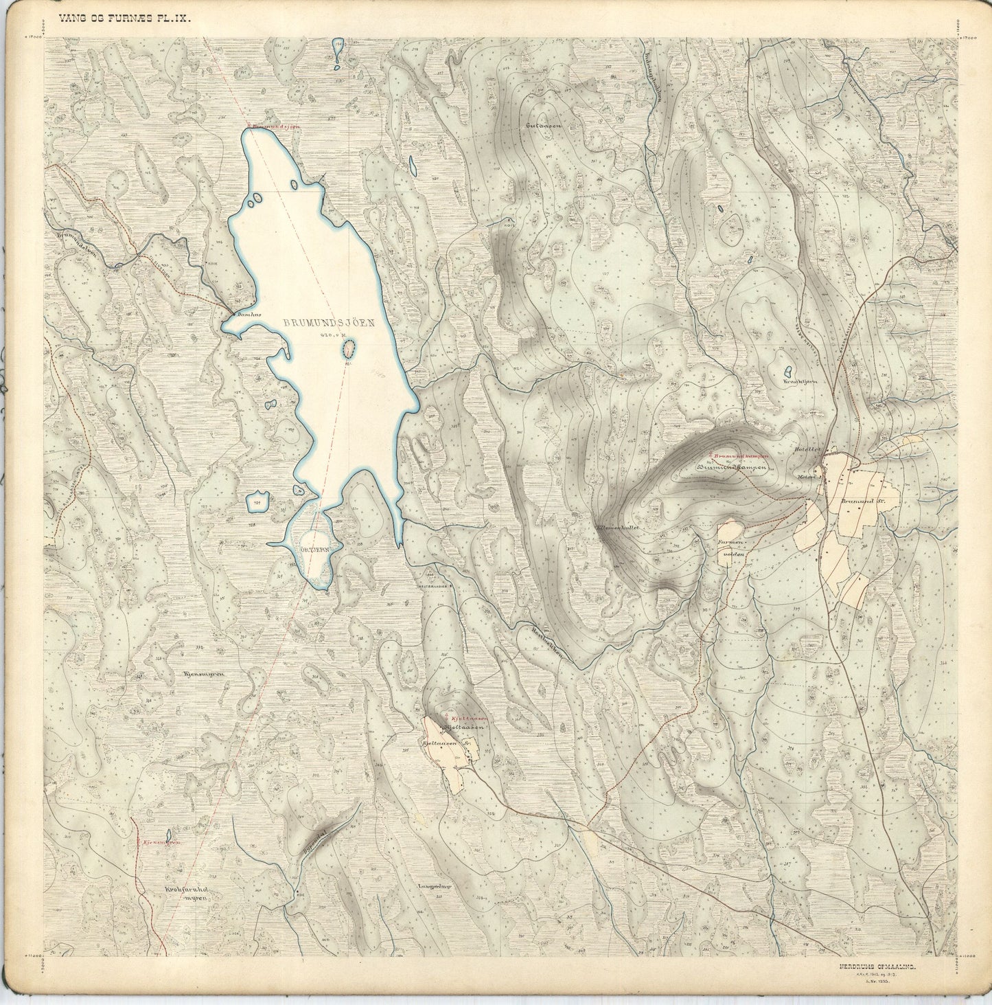 Hedemarkens amt nr 68: Kart over Vang og Furnes almenning: Hedmark