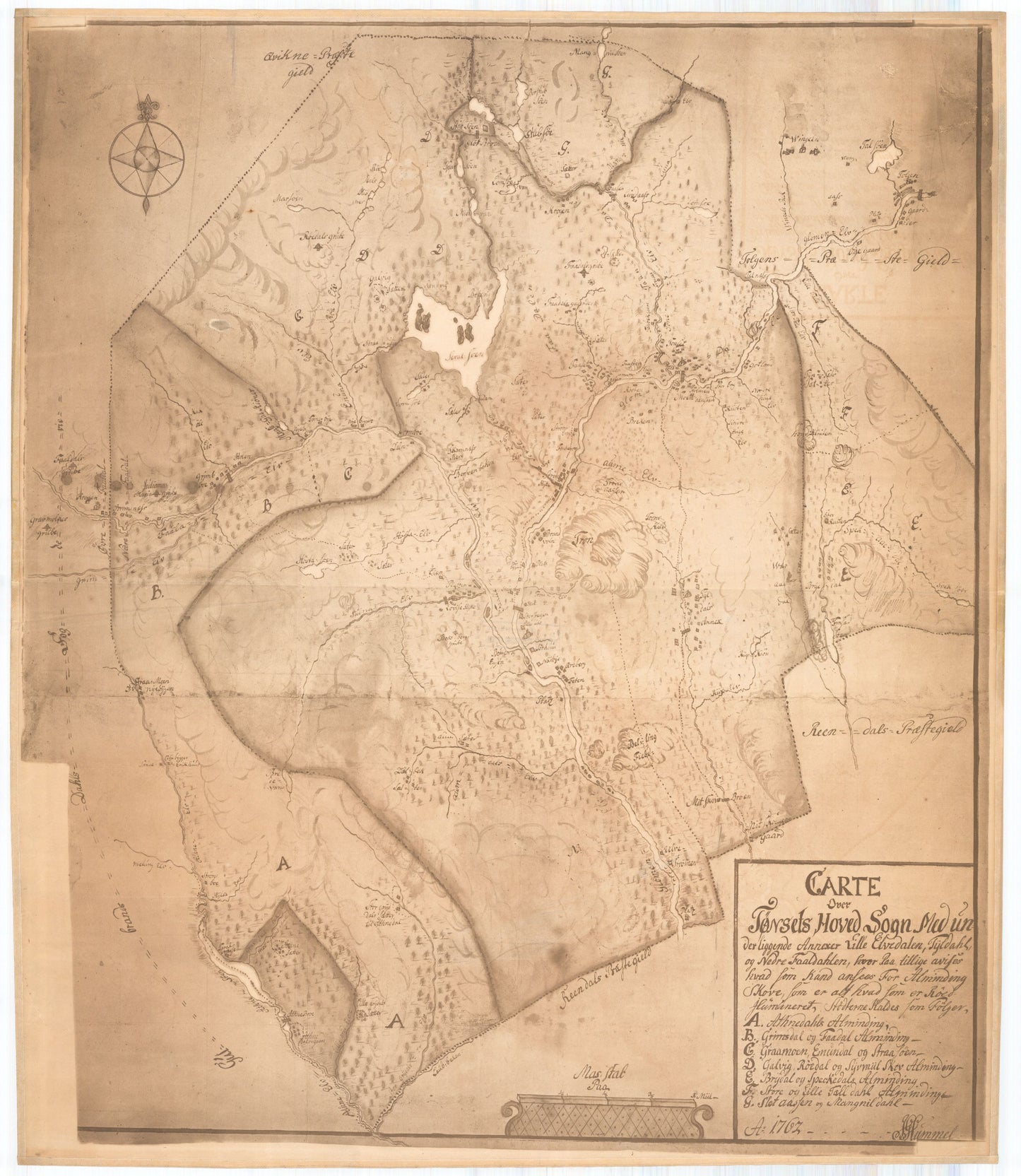 Hedemarkens amt nr 74: Carte over Tønset Hoved Sogn: Hedmark